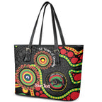 Panthers NAIDOC Week 2026 Personalised Leather Tote Bag 50 Years of Deadly Aboriginal Art Black
