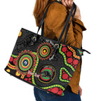 Panthers NAIDOC Week 2026 Personalised Leather Tote Bag 50 Years of Deadly Aboriginal Art Black
