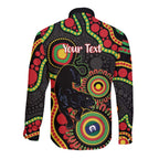 Panthers NAIDOC Week 2026 Personalised Long Sleeve Button Shirt 50 Years of Deadly Aboriginal Art Black