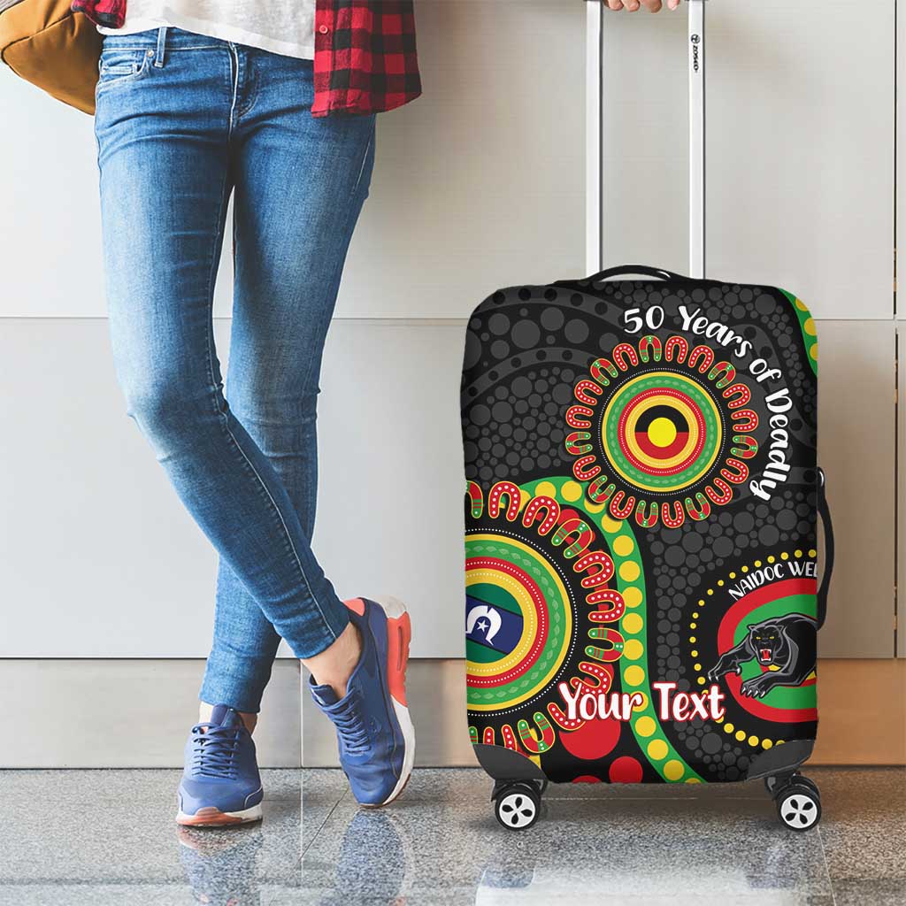 Panthers NAIDOC Week 2026 Personalised Luggage Cover 50 Years of Deadly Aboriginal Art Black