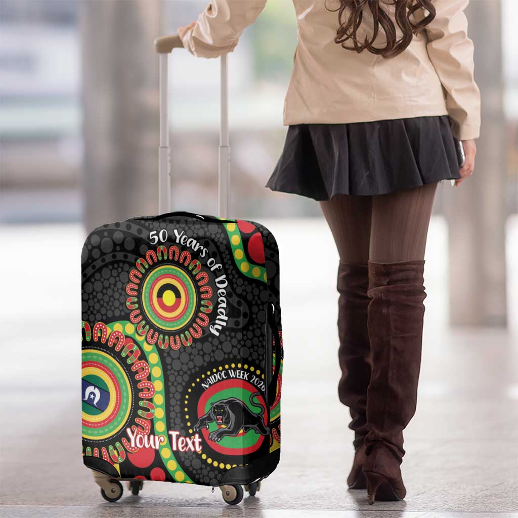 Panthers NAIDOC Week 2026 Personalised Luggage Cover 50 Years of Deadly Aboriginal Art Black