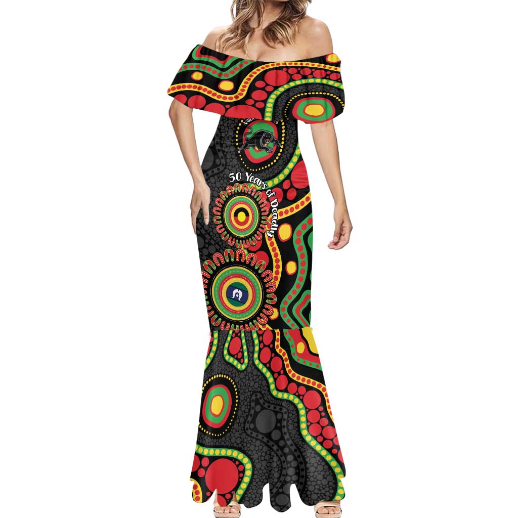 Panthers NAIDOC Week 2026 Personalised Mermaid Dress 50 Years of Deadly Aboriginal Art Black