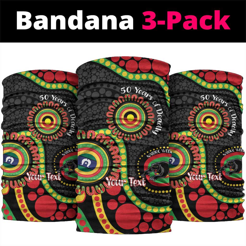 Panthers NAIDOC Week 2026 Personalised Neck Gaiter 50 Years of Deadly Aboriginal Art Black