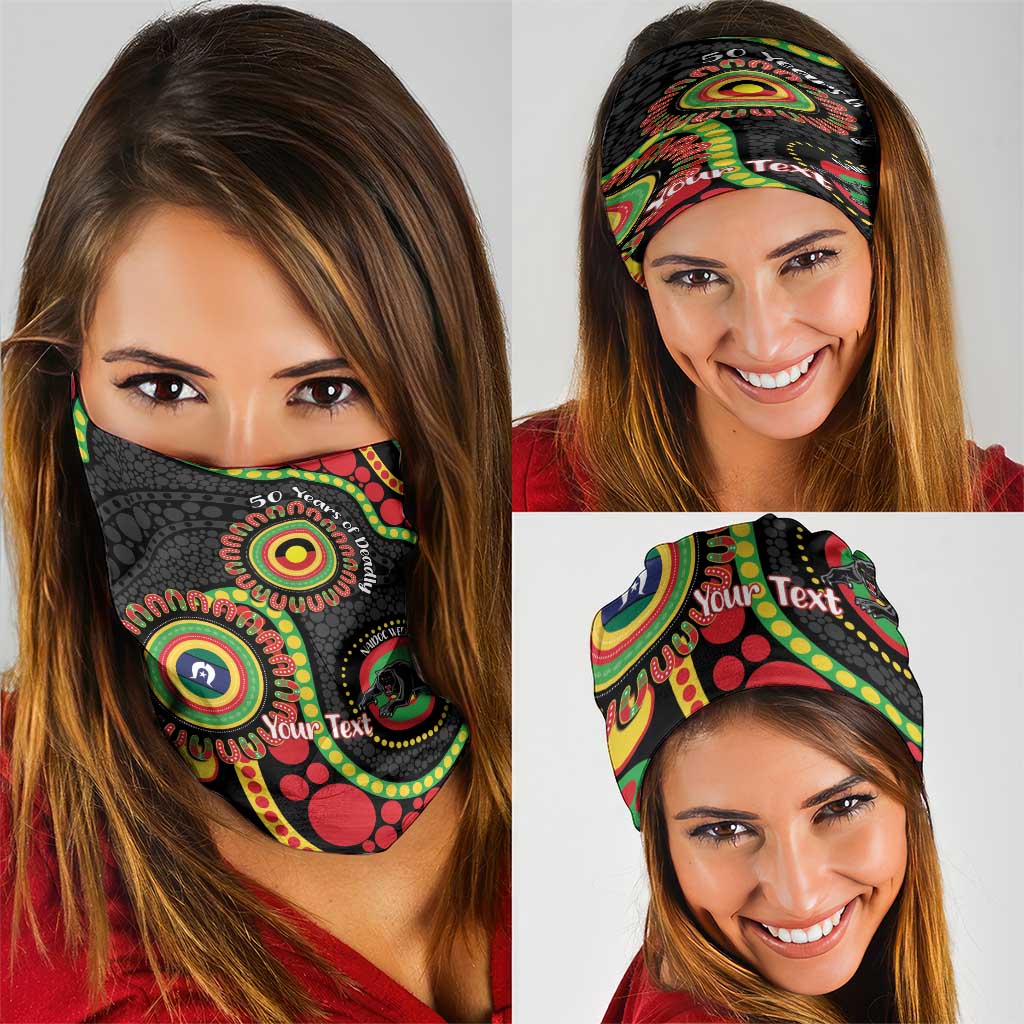 Panthers NAIDOC Week 2026 Personalised Neck Gaiter 50 Years of Deadly Aboriginal Art Black