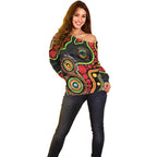 Panthers NAIDOC Week 2026 Personalised Off Shoulder Sweater 50 Years of Deadly Aboriginal Art Black