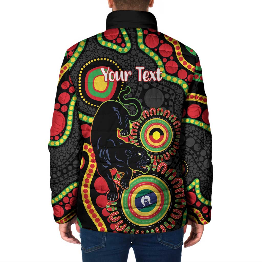 Panthers NAIDOC Week 2026 Personalised Padded Jacket 50 Years of Deadly Aboriginal Art Black