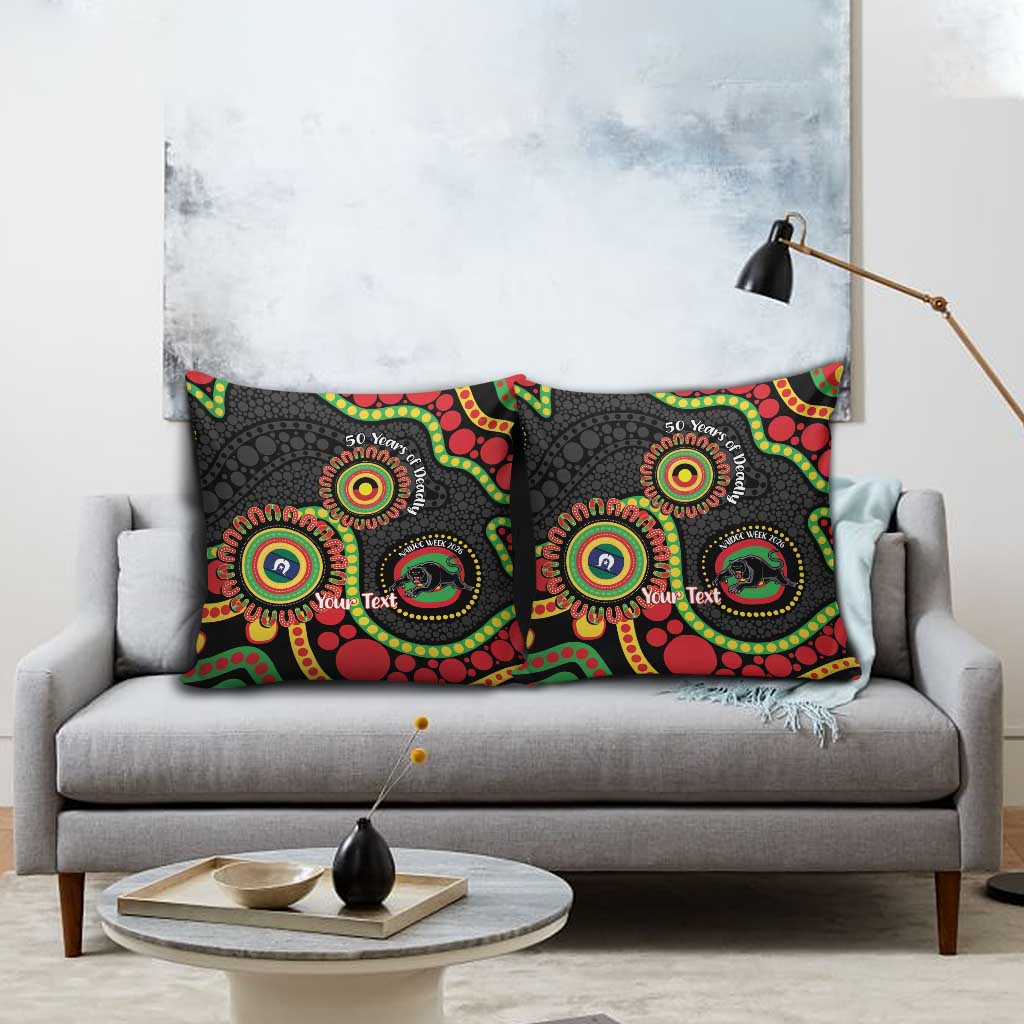 Panthers NAIDOC Week 2026 Personalised Pillow Cover 50 Years of Deadly Aboriginal Art Black