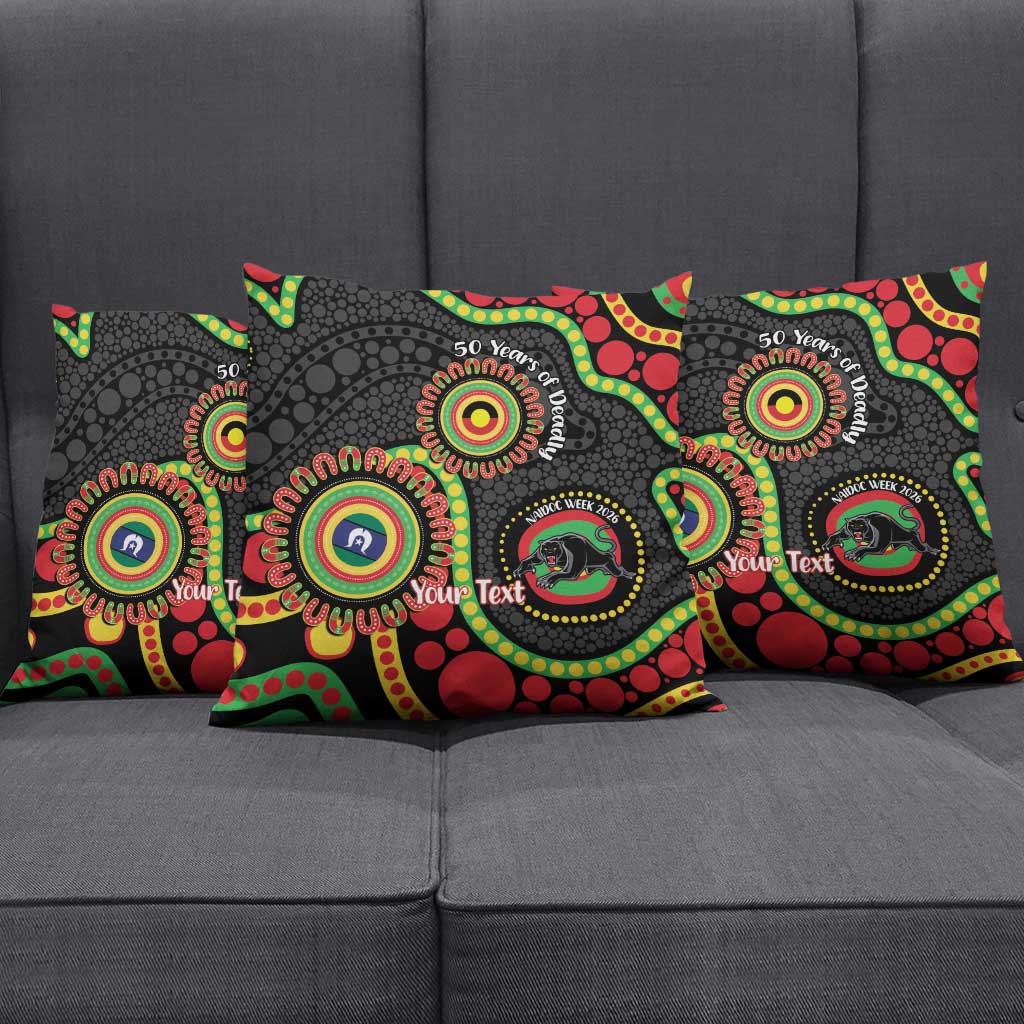 Panthers NAIDOC Week 2026 Personalised Pillow Cover 50 Years of Deadly Aboriginal Art Black