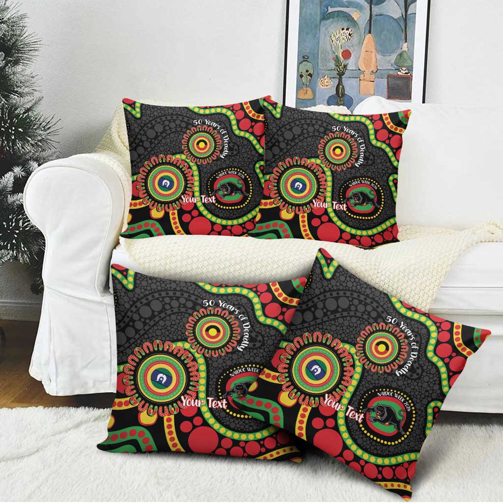 Panthers NAIDOC Week 2026 Personalised Pillow Cover 50 Years of Deadly Aboriginal Art Black