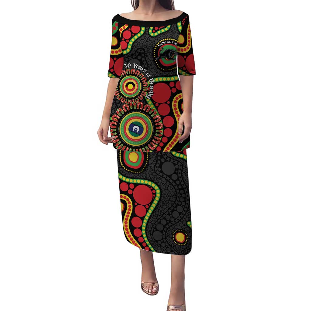 Panthers NAIDOC Week 2026 Personalised Puletasi 50 Years of Deadly Aboriginal Art Black
