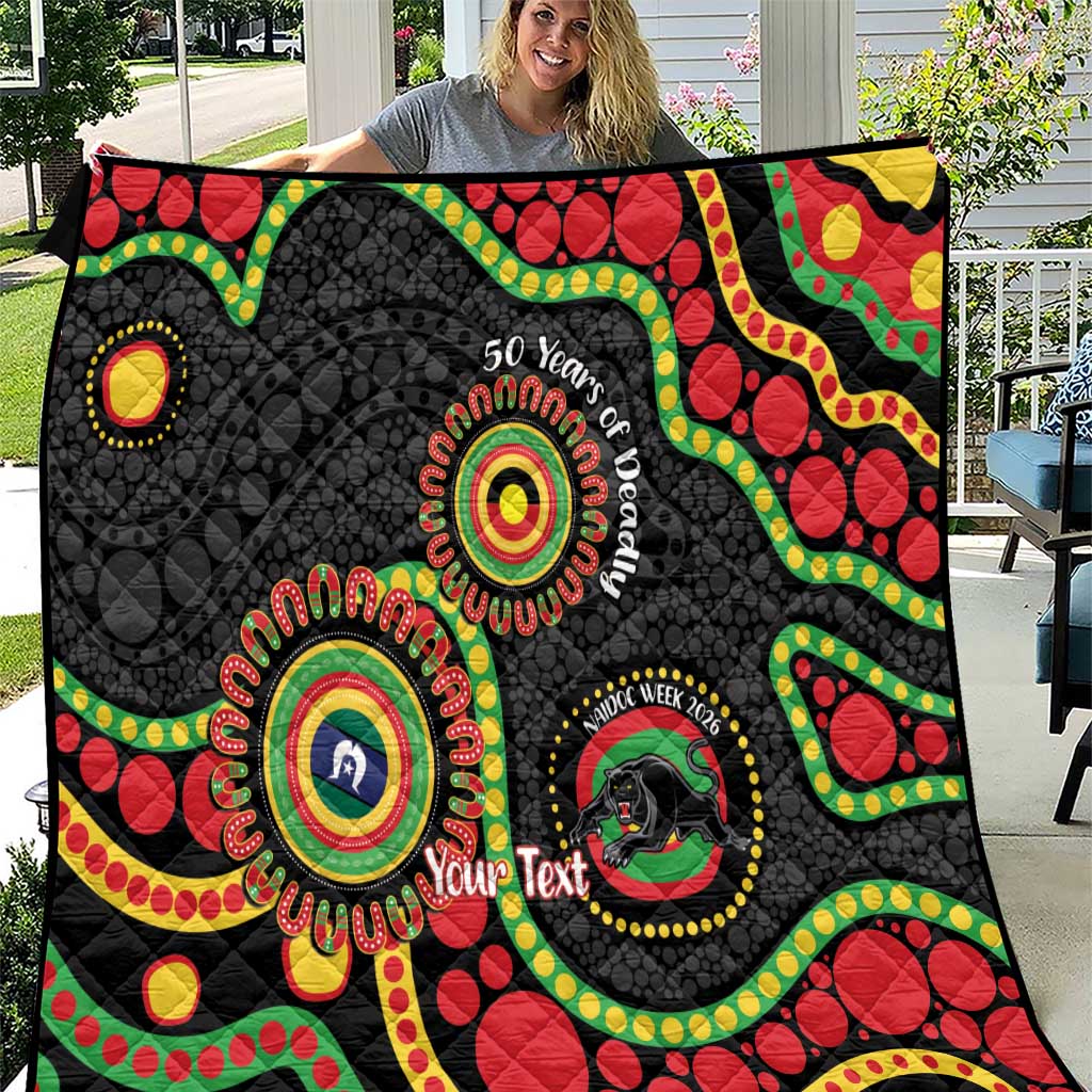 Panthers NAIDOC Week 2026 Personalised Quilt 50 Years of Deadly Aboriginal Art Black