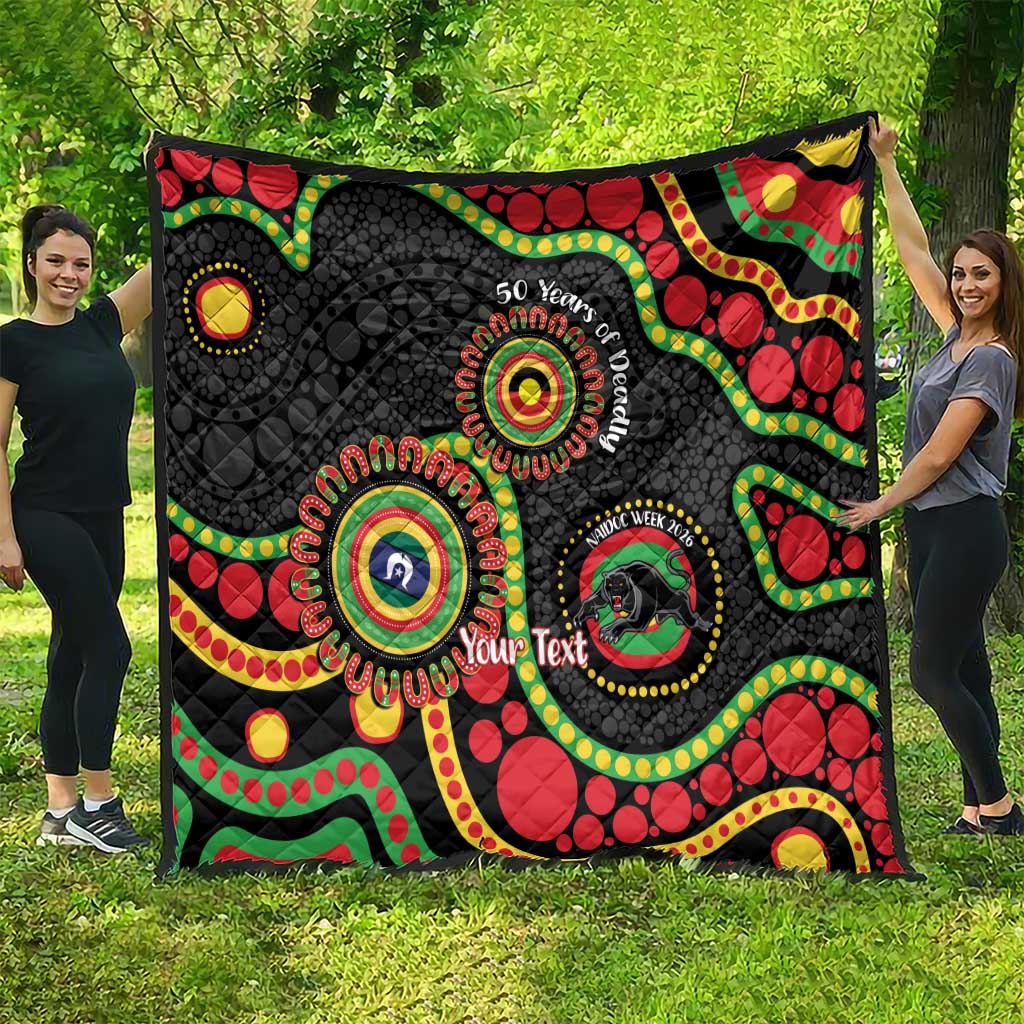Panthers NAIDOC Week 2026 Personalised Quilt 50 Years of Deadly Aboriginal Art Black