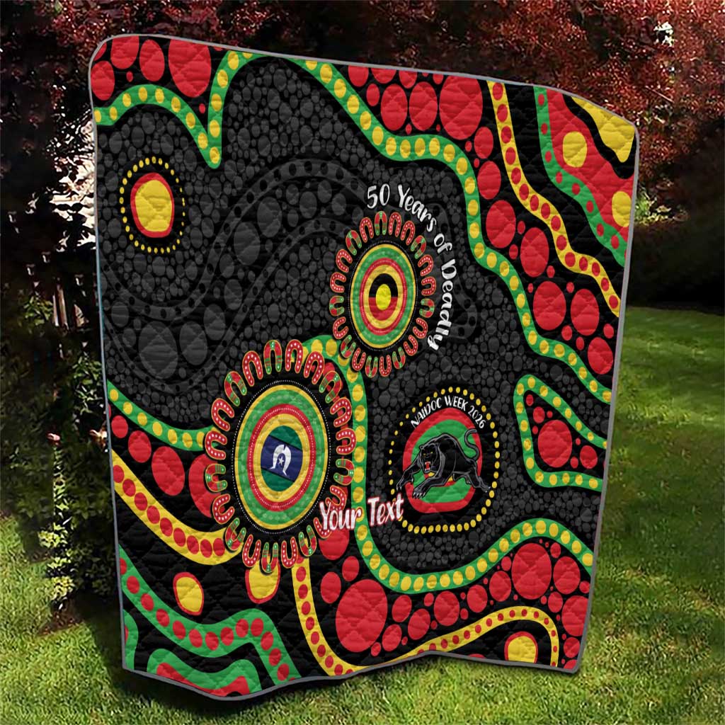 Panthers NAIDOC Week 2026 Personalised Quilt 50 Years of Deadly Aboriginal Art Black
