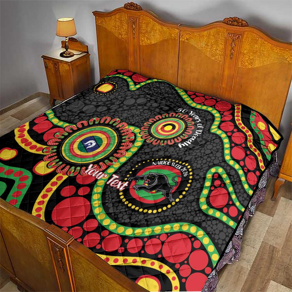 Panthers NAIDOC Week 2026 Personalised Quilt 50 Years of Deadly Aboriginal Art Black