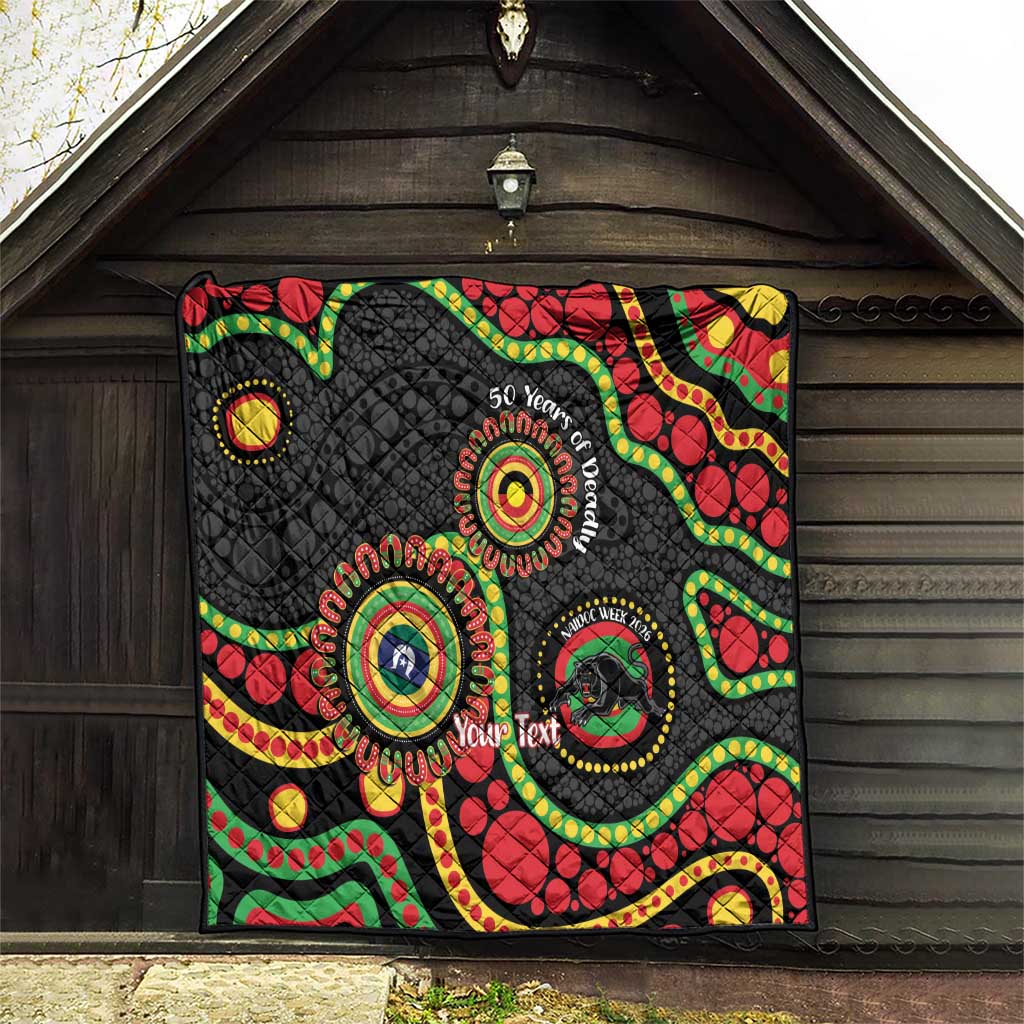 Panthers NAIDOC Week 2026 Personalised Quilt 50 Years of Deadly Aboriginal Art Black