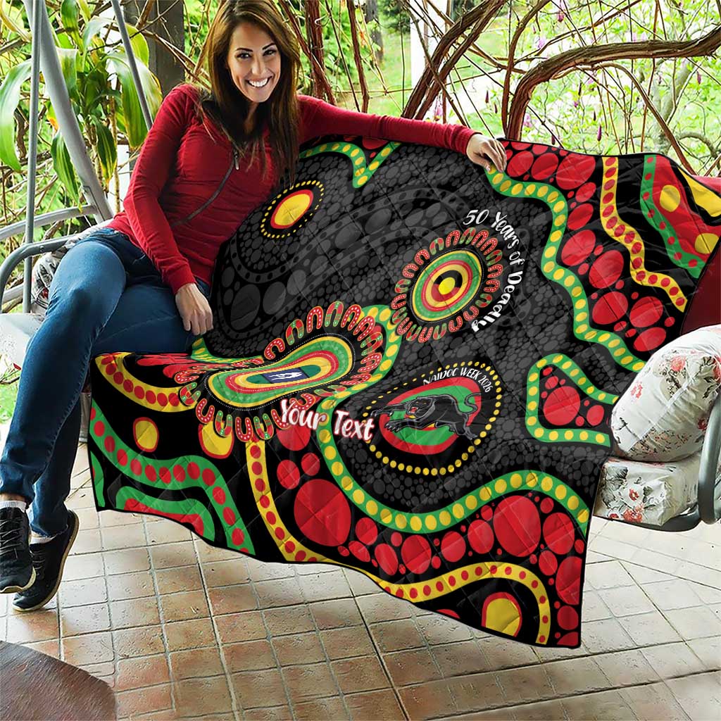 Panthers NAIDOC Week 2026 Personalised Quilt 50 Years of Deadly Aboriginal Art Black