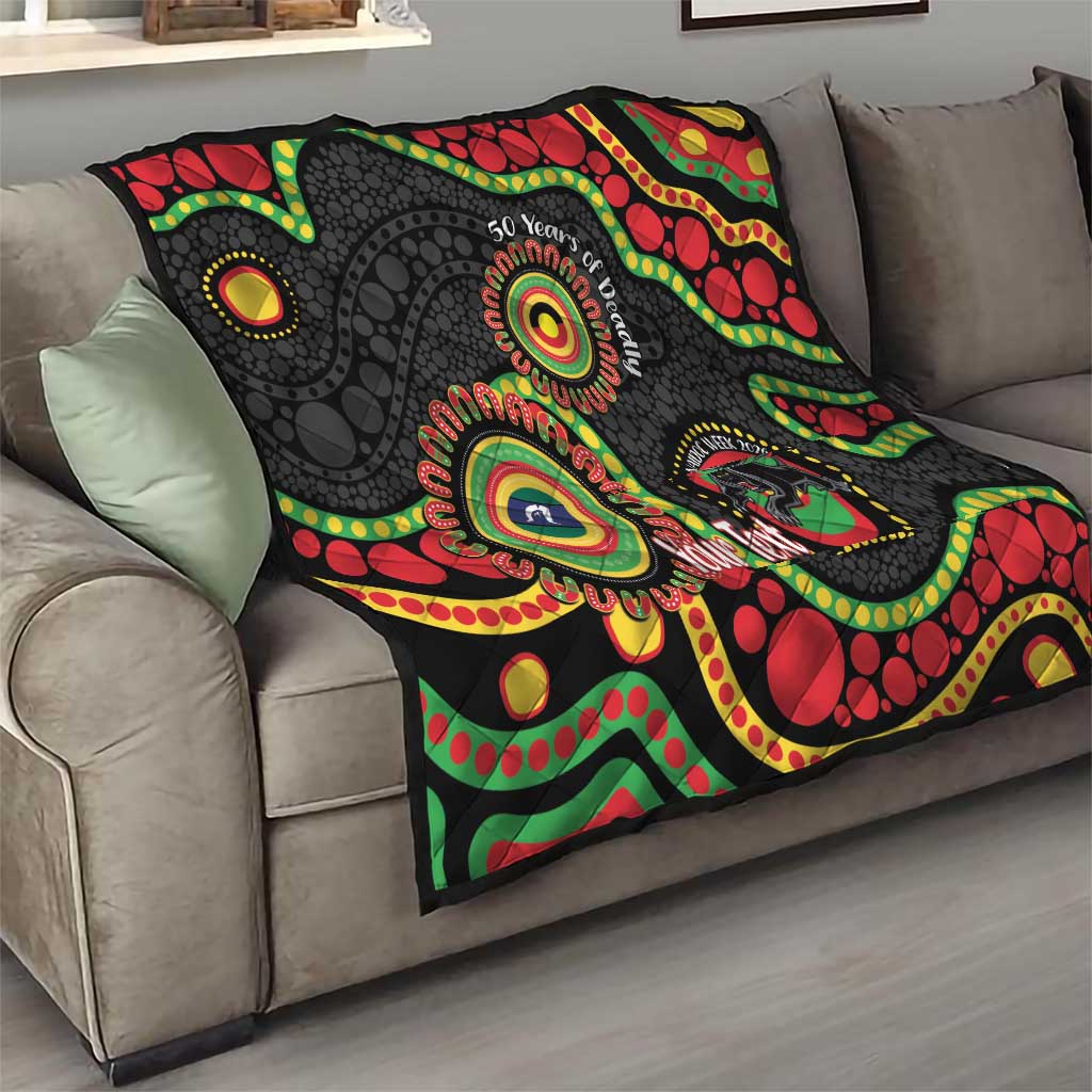 Panthers NAIDOC Week 2026 Personalised Quilt 50 Years of Deadly Aboriginal Art Black