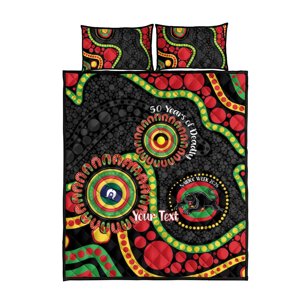 Panthers NAIDOC Week 2026 Personalised Quilt Bed Set 50 Years of Deadly Aboriginal Art Black
