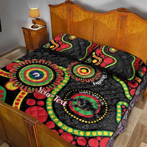 Panthers NAIDOC Week 2026 Personalised Quilt Bed Set 50 Years of Deadly Aboriginal Art Black