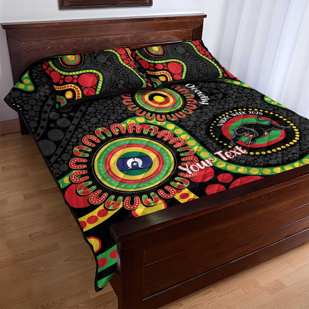 Panthers NAIDOC Week 2026 Personalised Quilt Bed Set 50 Years of Deadly Aboriginal Art Black