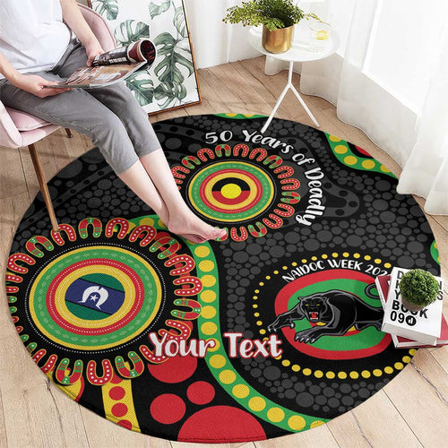 Panthers NAIDOC Week 2026 Personalised Round Carpet 50 Years of Deadly Aboriginal Art Black
