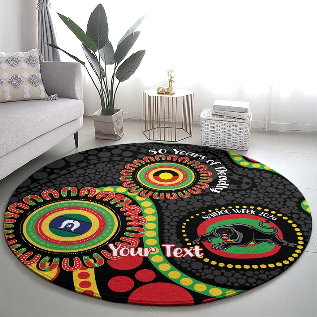 Panthers NAIDOC Week 2026 Personalised Round Carpet 50 Years of Deadly Aboriginal Art Black