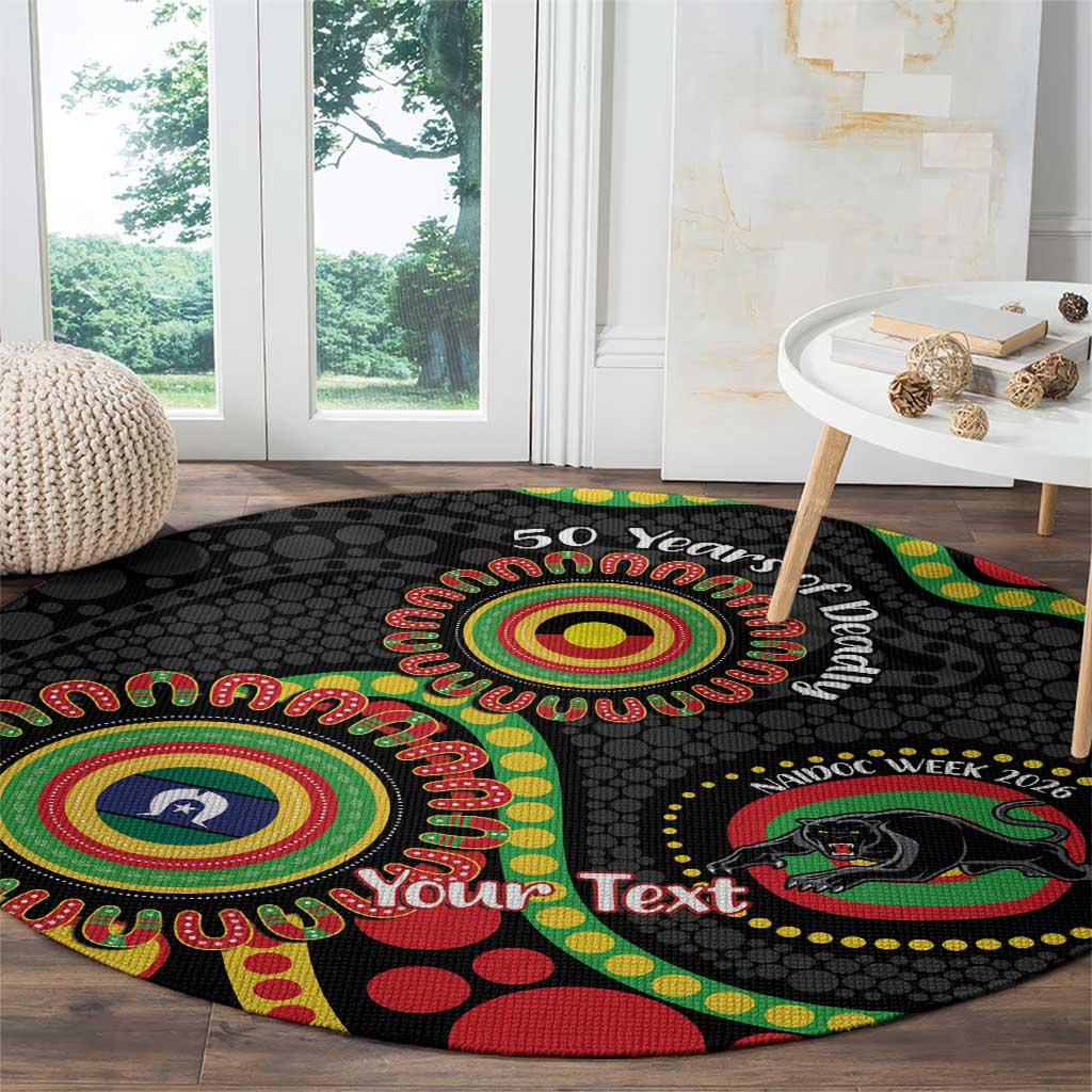 Panthers NAIDOC Week 2026 Personalised Round Carpet 50 Years of Deadly Aboriginal Art Black