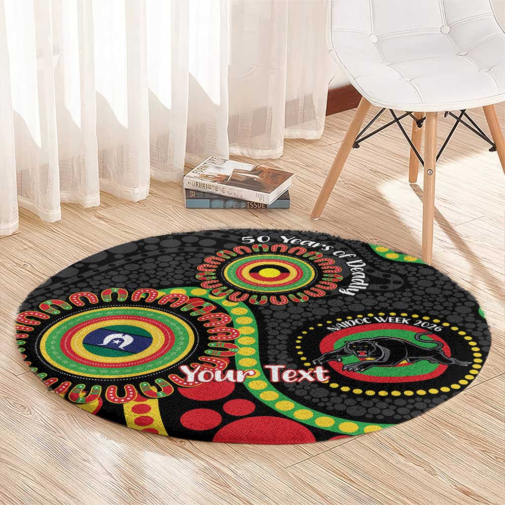 Panthers NAIDOC Week 2026 Personalised Round Carpet 50 Years of Deadly Aboriginal Art Black