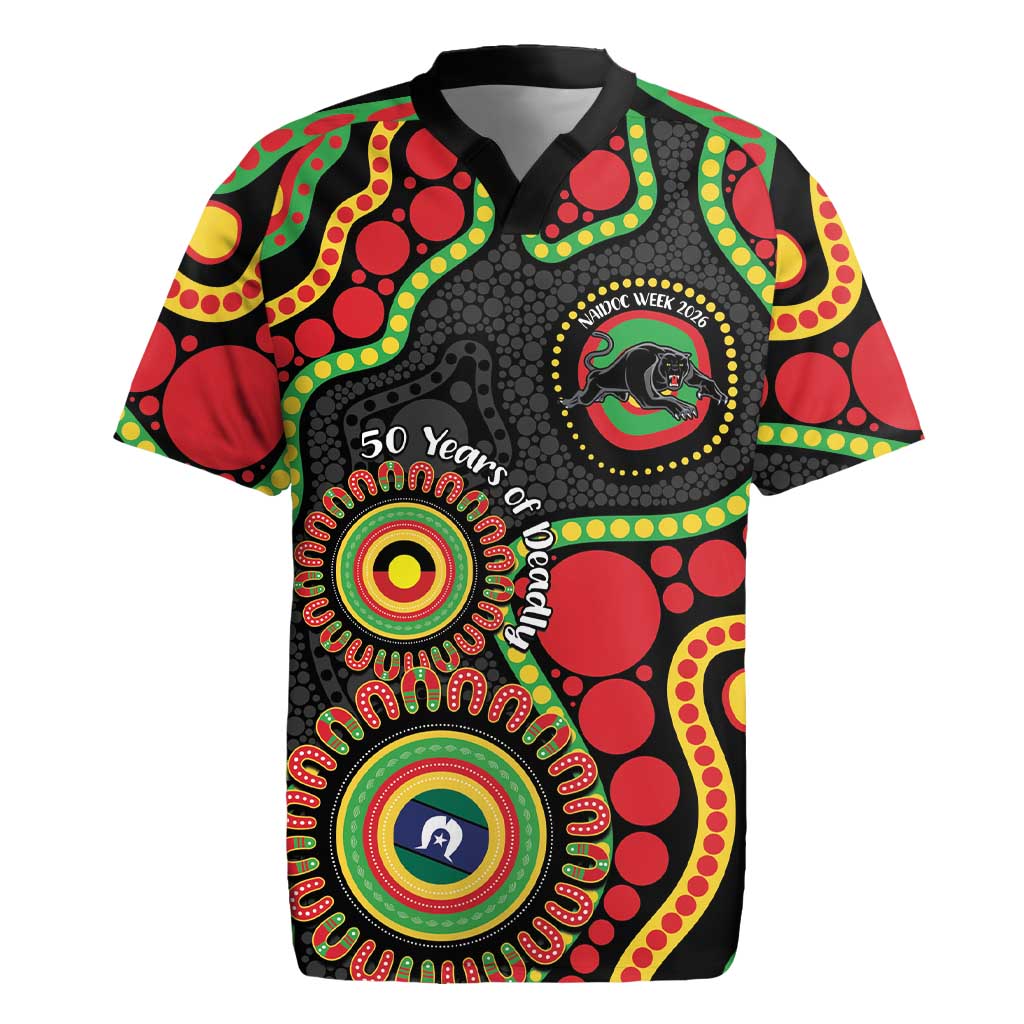 Panthers NAIDOC Week 2026 Personalised Rugby Jersey 50 Years of Deadly Aboriginal Art Black