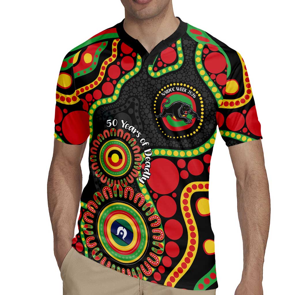 Panthers NAIDOC Week 2026 Personalised Rugby Jersey 50 Years of Deadly Aboriginal Art Black