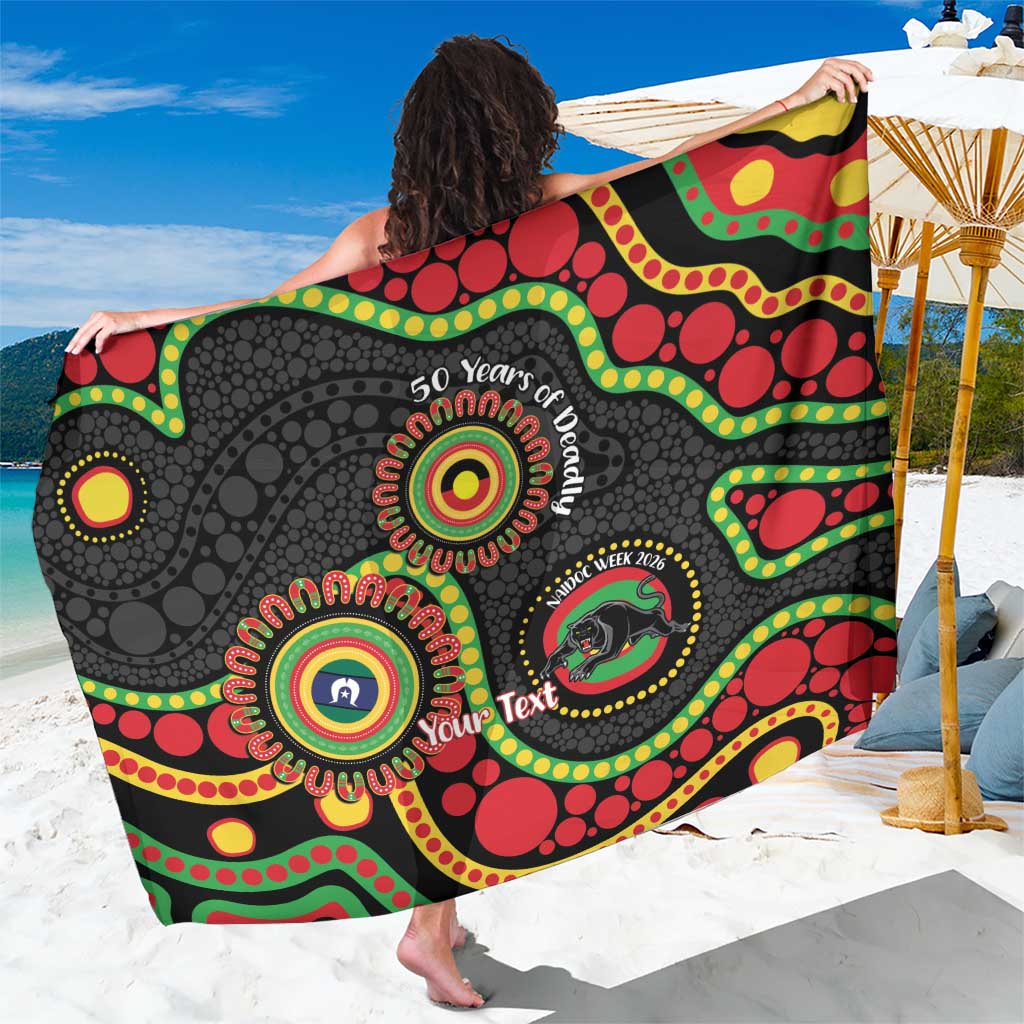 Panthers NAIDOC Week 2026 Personalised Sarong 50 Years of Deadly Aboriginal Art Black