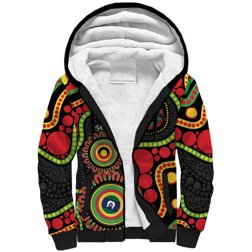 Panthers NAIDOC Week 2026 Personalised Sherpa Hoodie 50 Years of Deadly Aboriginal Art Black