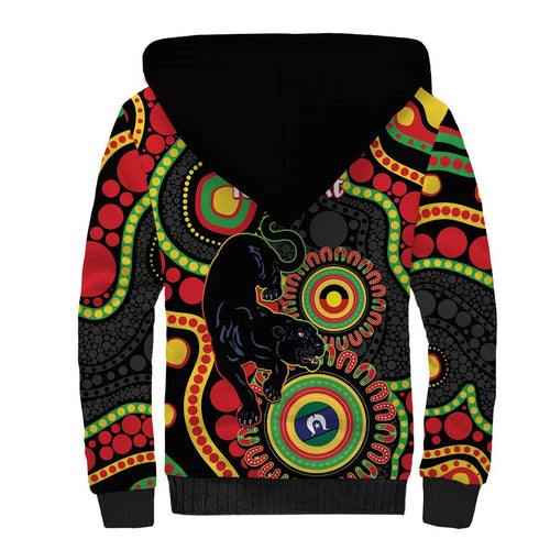 Panthers NAIDOC Week 2026 Personalised Sherpa Hoodie 50 Years of Deadly Aboriginal Art Black