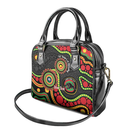Panthers NAIDOC Week 2026 Personalised Shoulder Handbag 50 Years of Deadly Aboriginal Art Black