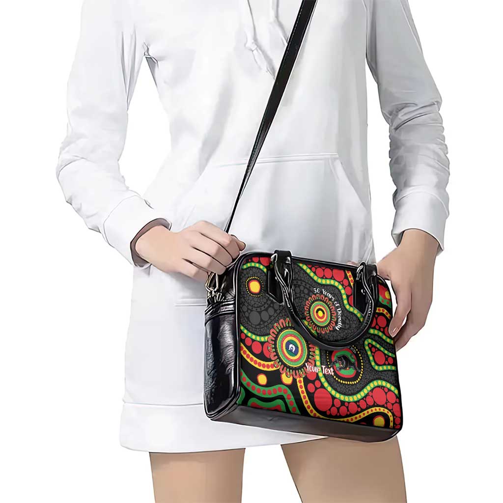 Panthers NAIDOC Week 2026 Personalised Shoulder Handbag 50 Years of Deadly Aboriginal Art Black