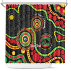 Panthers NAIDOC Week 2026 Personalised Shower Curtain 50 Years of Deadly Aboriginal Art Black