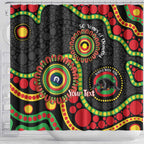 Panthers NAIDOC Week 2026 Personalised Shower Curtain 50 Years of Deadly Aboriginal Art Black