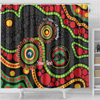 Panthers NAIDOC Week 2026 Personalised Shower Curtain 50 Years of Deadly Aboriginal Art Black