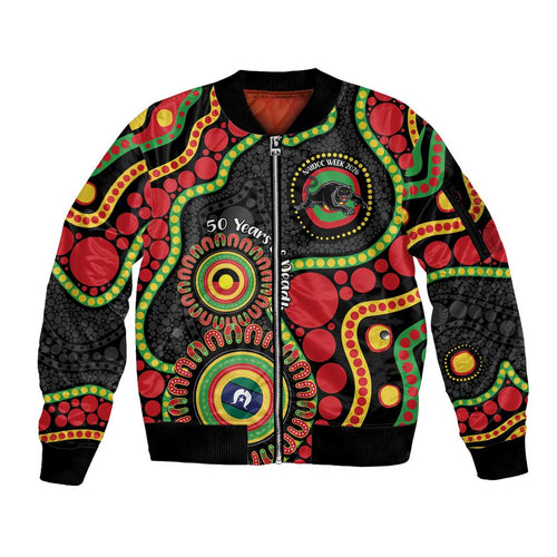 Panthers NAIDOC Week 2026 Personalised Sleeve Zip Bomber Jacket 50 Years of Deadly Aboriginal Art Black