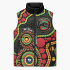 Panthers NAIDOC Week 2026 Personalised Sleeveless Puffer Jacket 50 Years of Deadly Aboriginal Art Black