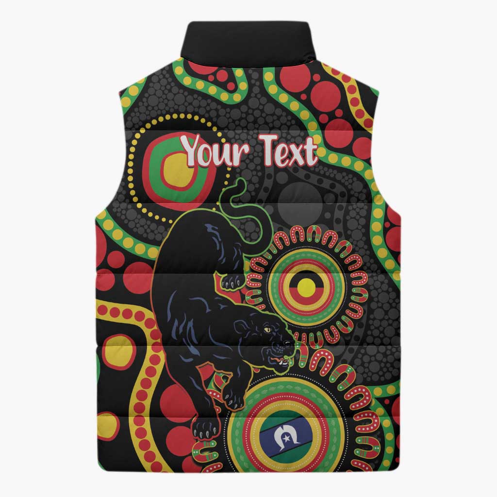 Panthers NAIDOC Week 2026 Personalised Sleeveless Puffer Jacket 50 Years of Deadly Aboriginal Art Black