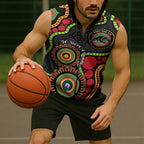Panthers NAIDOC Week 2026 Personalised Sleeveless Zip Hoodie 50 Years of Deadly Aboriginal Art Black