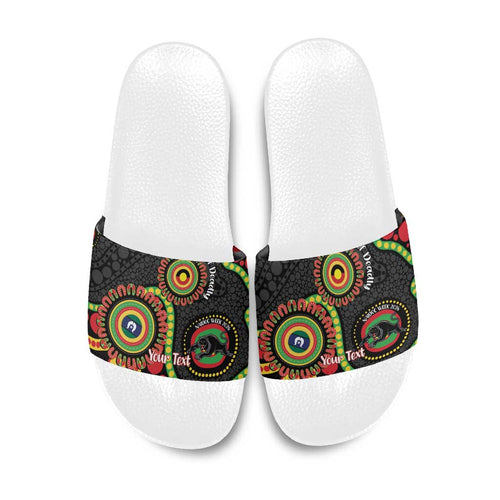 Panthers NAIDOC Week 2026 Personalised Slide Sandals 50 Years of Deadly Aboriginal Art Black
