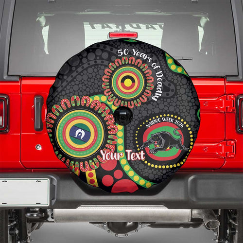 Panthers NAIDOC Week 2026 Personalised Spare Tire Cover 50 Years of Deadly Aboriginal Art Black