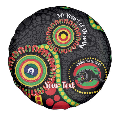 Panthers NAIDOC Week 2026 Personalised Spare Tire Cover 50 Years of Deadly Aboriginal Art Black