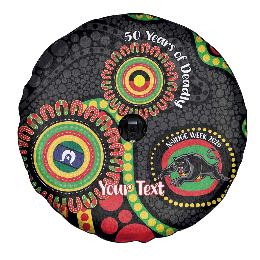 Panthers NAIDOC Week 2026 Personalised Spare Tire Cover 50 Years of Deadly Aboriginal Art Black