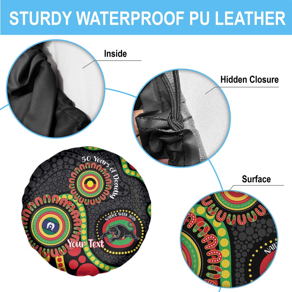 Panthers NAIDOC Week 2026 Personalised Spare Tire Cover 50 Years of Deadly Aboriginal Art Black
