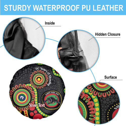 Panthers NAIDOC Week 2026 Personalised Spare Tire Cover 50 Years of Deadly Aboriginal Art Black