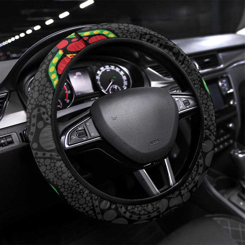 Panthers NAIDOC Week 2026 Steering Wheel Cover 50 Years of Deadly Aboriginal Art Black