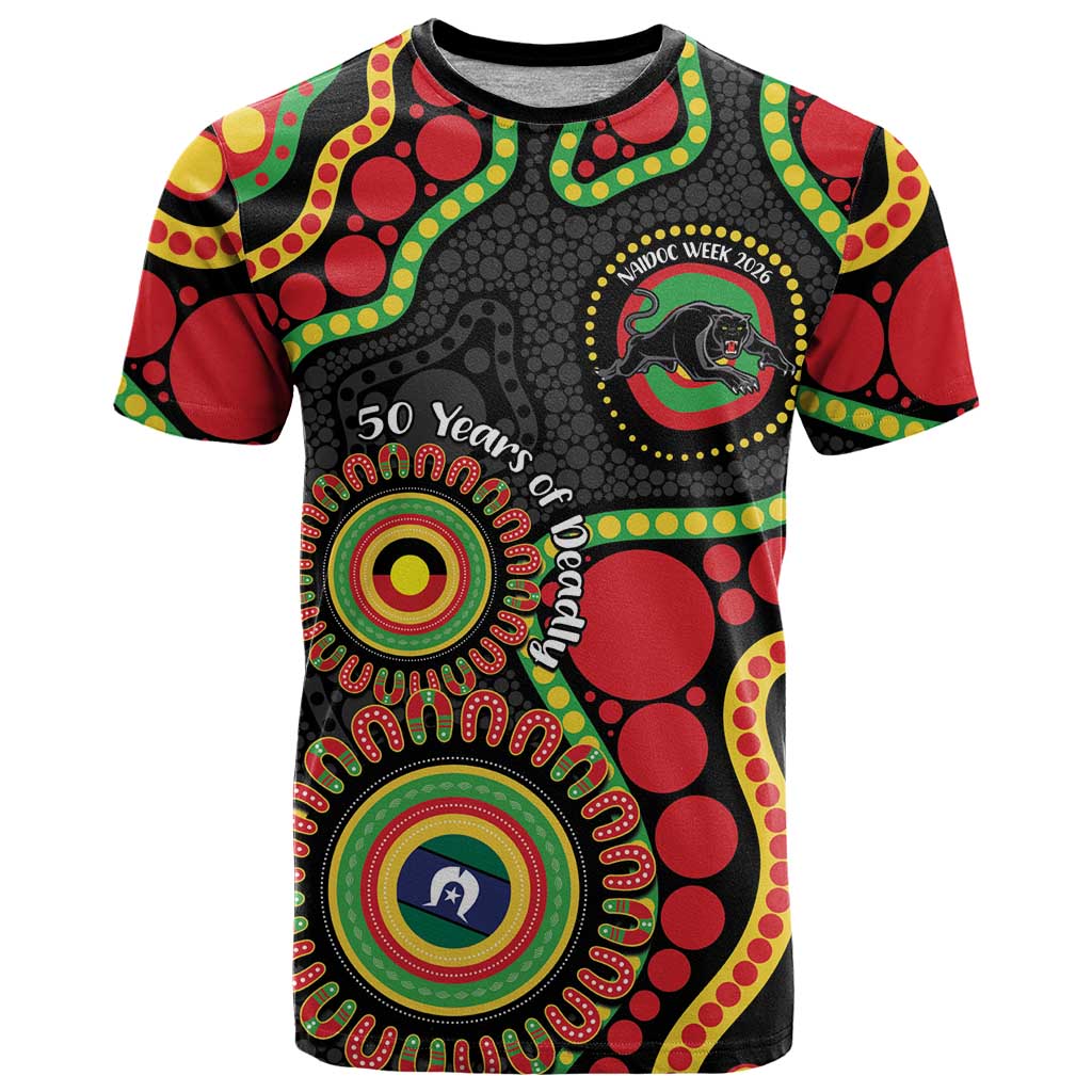 Panthers NAIDOC Week 2026 Personalised T Shirt 50 Years of Deadly Aboriginal Art Black
